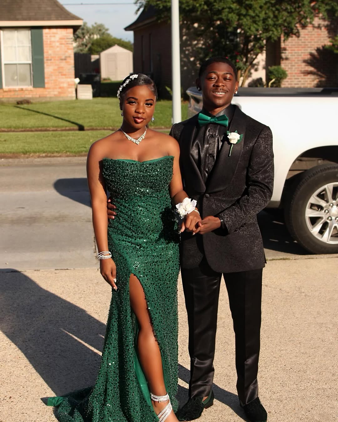 Long Strapless Green Glitter Sequin Prom Dress with Slit Mychicdress