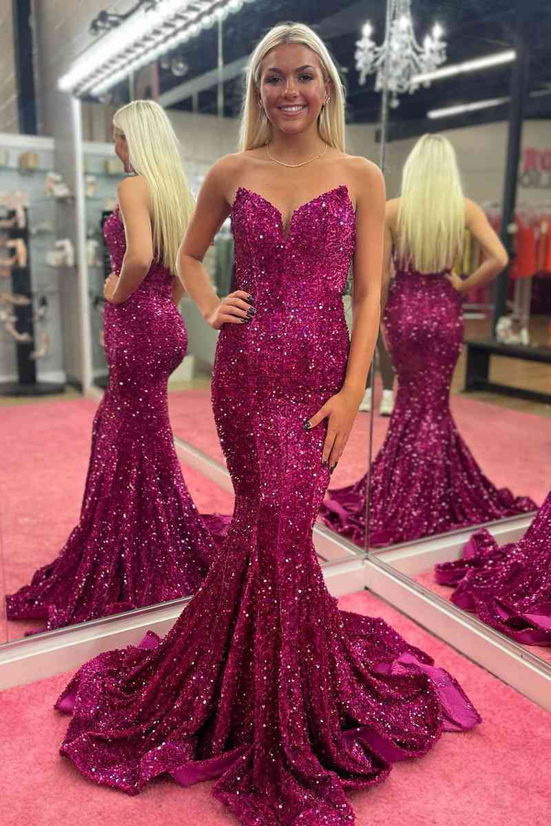 Iridescent Sequins V Neck Long Evening Dress UK Mermaid Prom Dress White