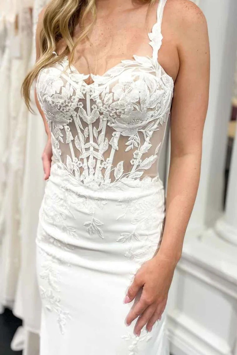 Mermaid White Lace Wedding Dress Sweetheart Court Train Mychicdress