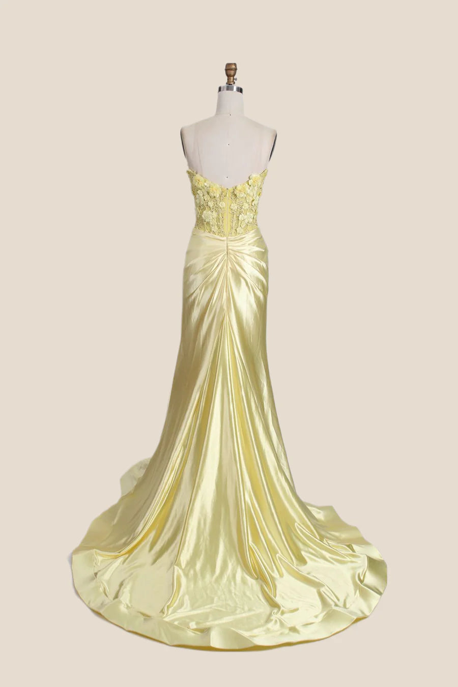 yellow Corset Prom Dress Satin Off the Shoulder Mermaid Mychicdress