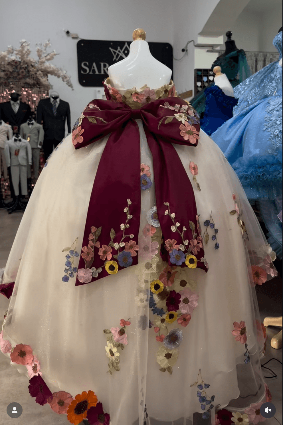 Mini Quince Dress 3D Floral Appliques CreamTulle Flower Girl Dresses