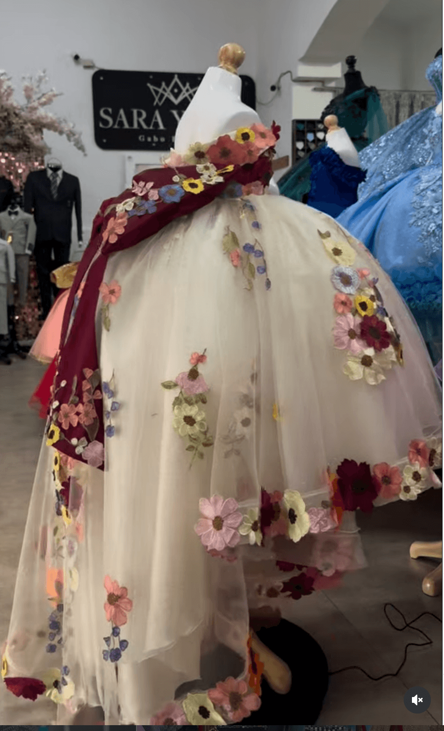 Mini Quince Dress 3D Floral Appliques CreamTulle Flower Girl Dresses