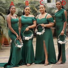 Mismatched Mermaid Beach Green Bridesmaid Dress Sexy Satin Gown Mychicdress