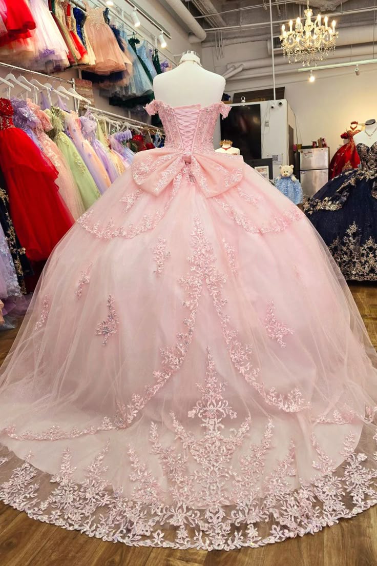 Multi-tiered Baby Pink Quinceanera Sweet 15 Dress with Rhinestones