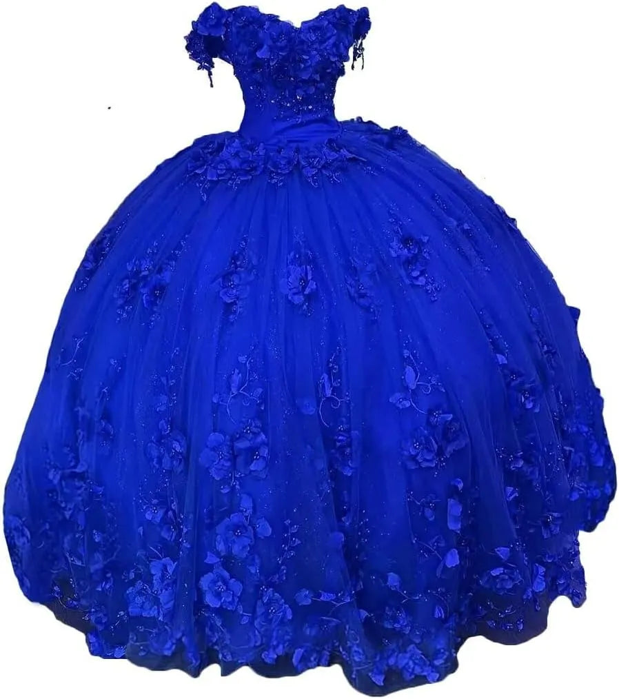 New Red Quinceanera 15 Dresses Beaded Off the Shoulder with 3D Flowers