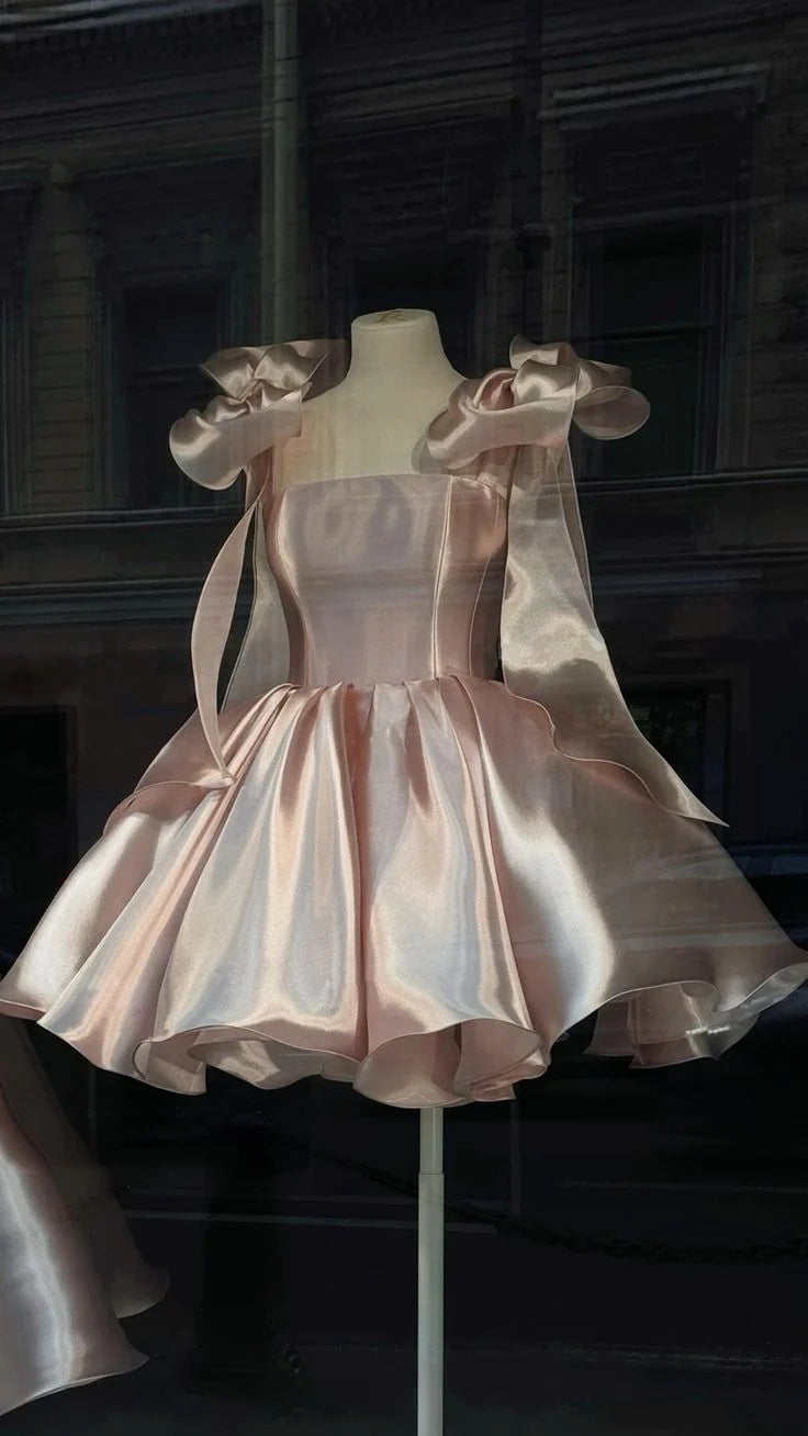 Vestido de fiesta de cumpleaños estilo francés retro con lazo, sin tirantes y abullonado, nuevo estilo 2026