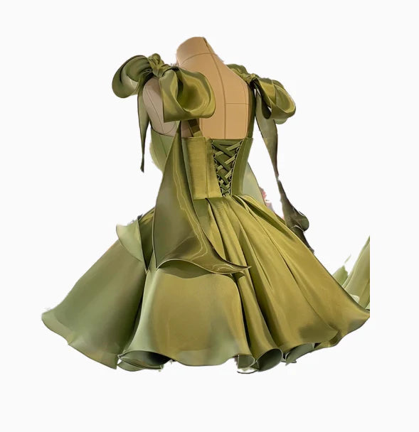 Vestido de fiesta de cumpleaños estilo francés retro con lazo, sin tirantes y abullonado, nuevo estilo 2026