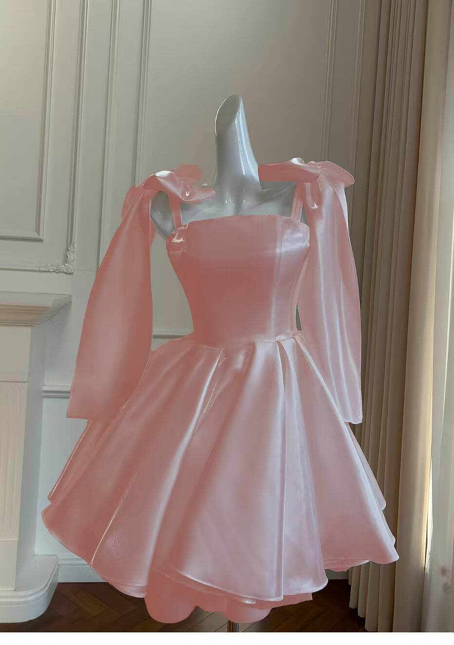 2026 New Style French Retro Bow Strapless Puffy Homecoming Dress Birthday Party Dress