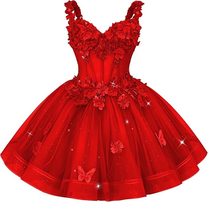 New Tulle 3D Flower Homecoming Dress for Teen Short Cocktail Dress