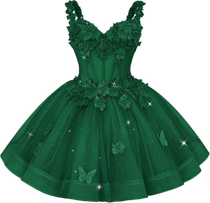 New Tulle 3D Flower Homecoming Dress for Teen Short Cocktail Dress