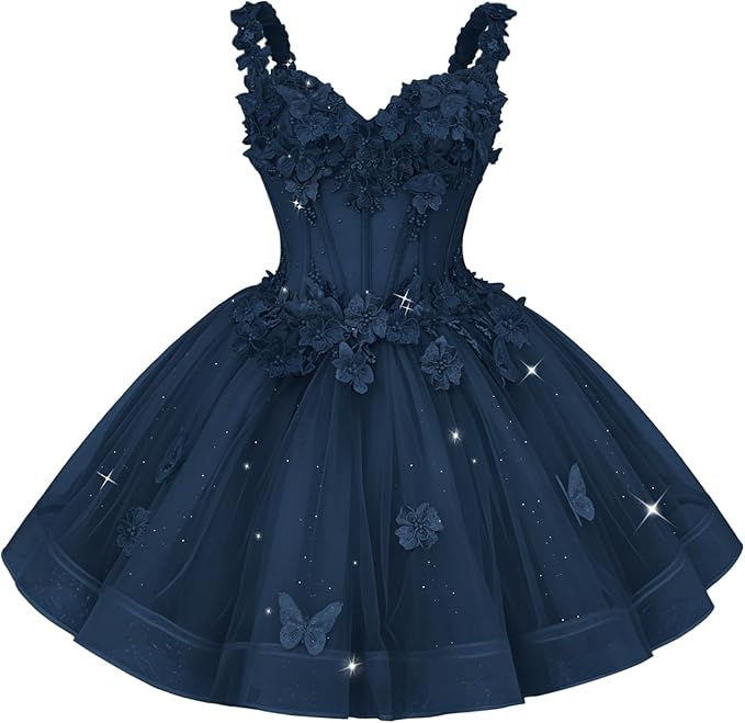 New Tulle 3D Flower Homecoming Dress for Teen Short Cocktail Dress