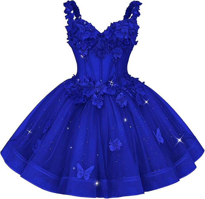 New Tulle 3D Flower Homecoming Dress for Teen Short Cocktail Dress
