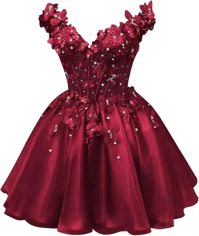 Off Shoulder Hoco Dresses Red Short Tulle DAMA Dress for Quince