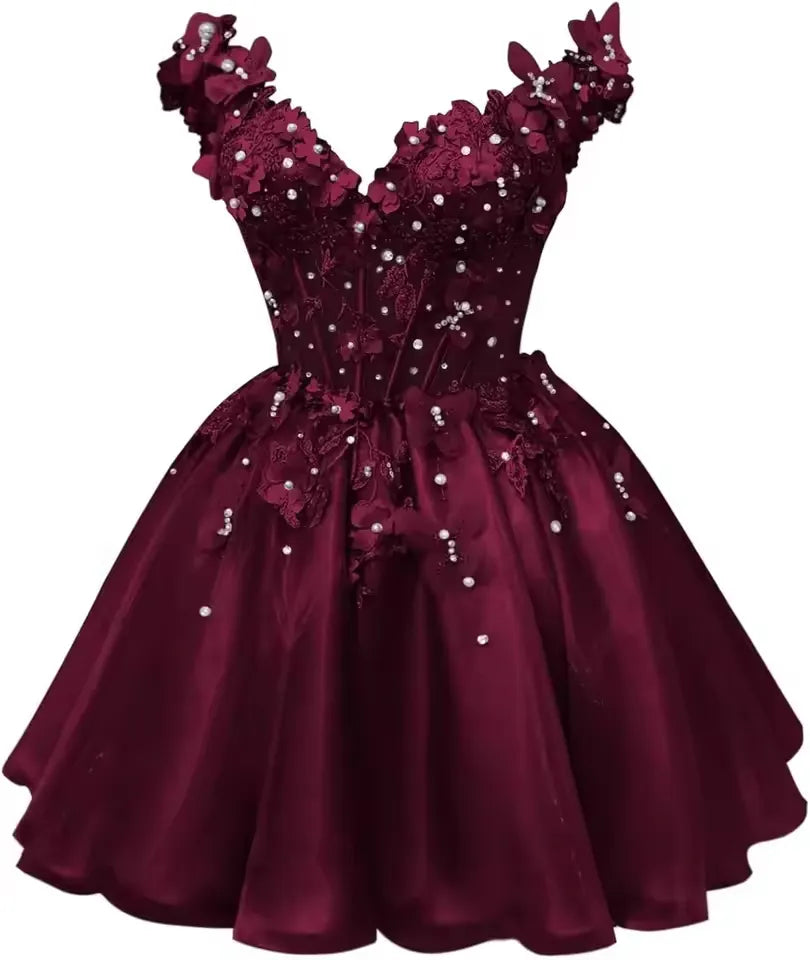 Off Shoulder Hoco Dresses Red Short Tulle DAMA Dress for Quince