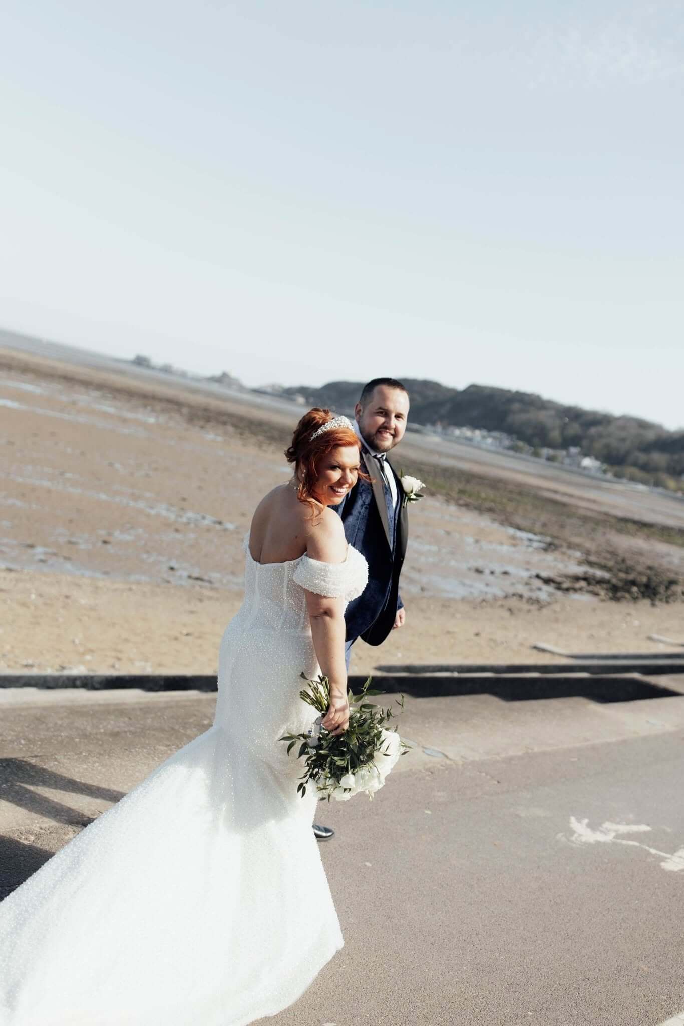 Off-Shoulder Mermaid Garden Corset Pearls Wedding Dress