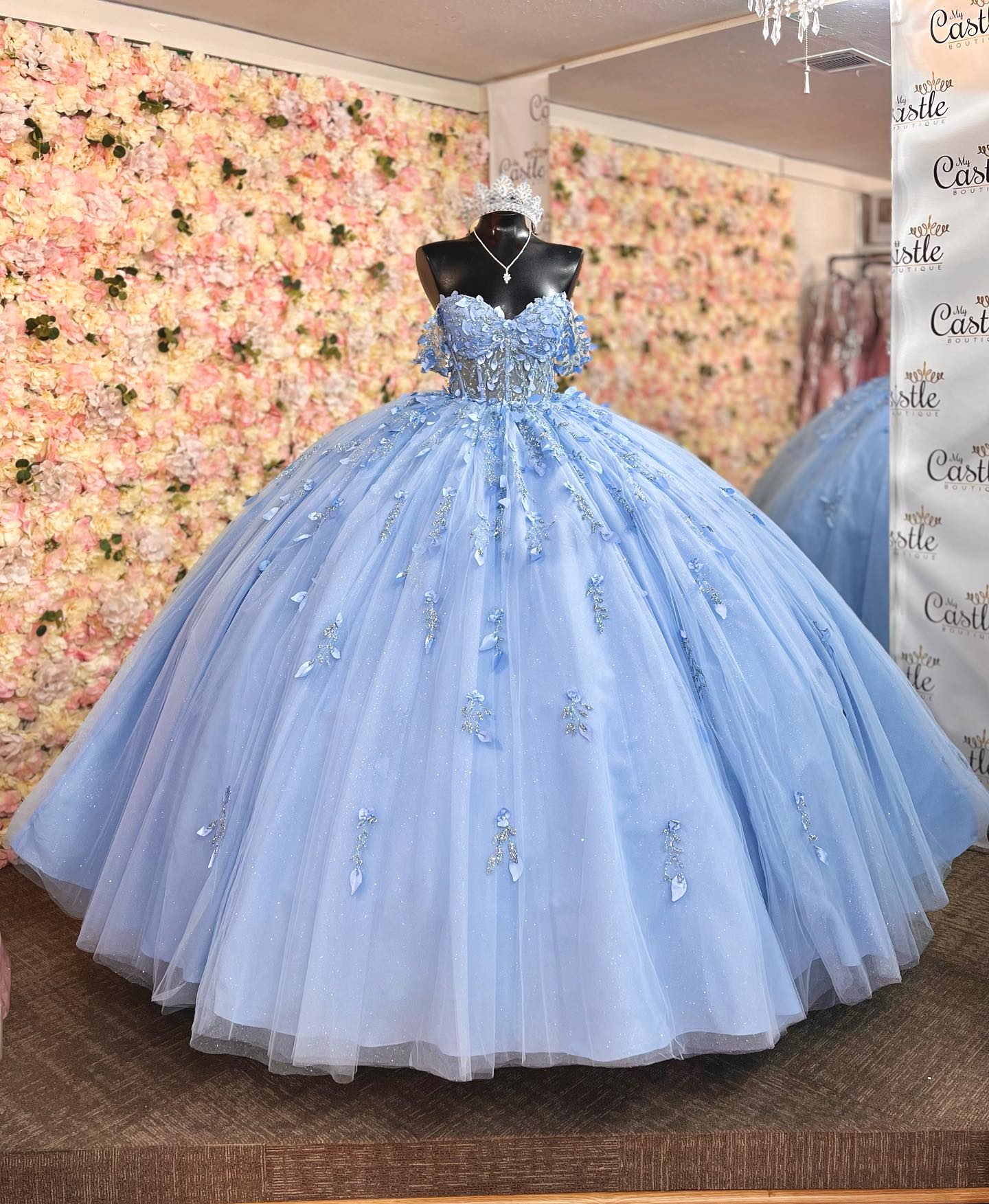 Off Shoulder Quinceanera Dress Blue Birthday Party Dress for Sweet 16 Mychicdress