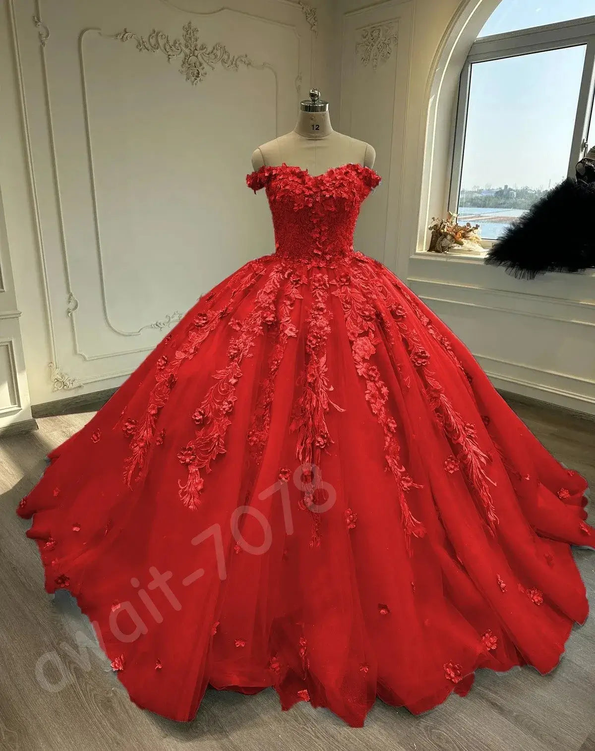 Off The Shoulder Ball Gown Blue Sweet 16 Dresses 3D Flowers