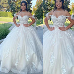 Off the Shoulder Lace white Quinceanera Dresses Sweet 16 Birthday Gown
