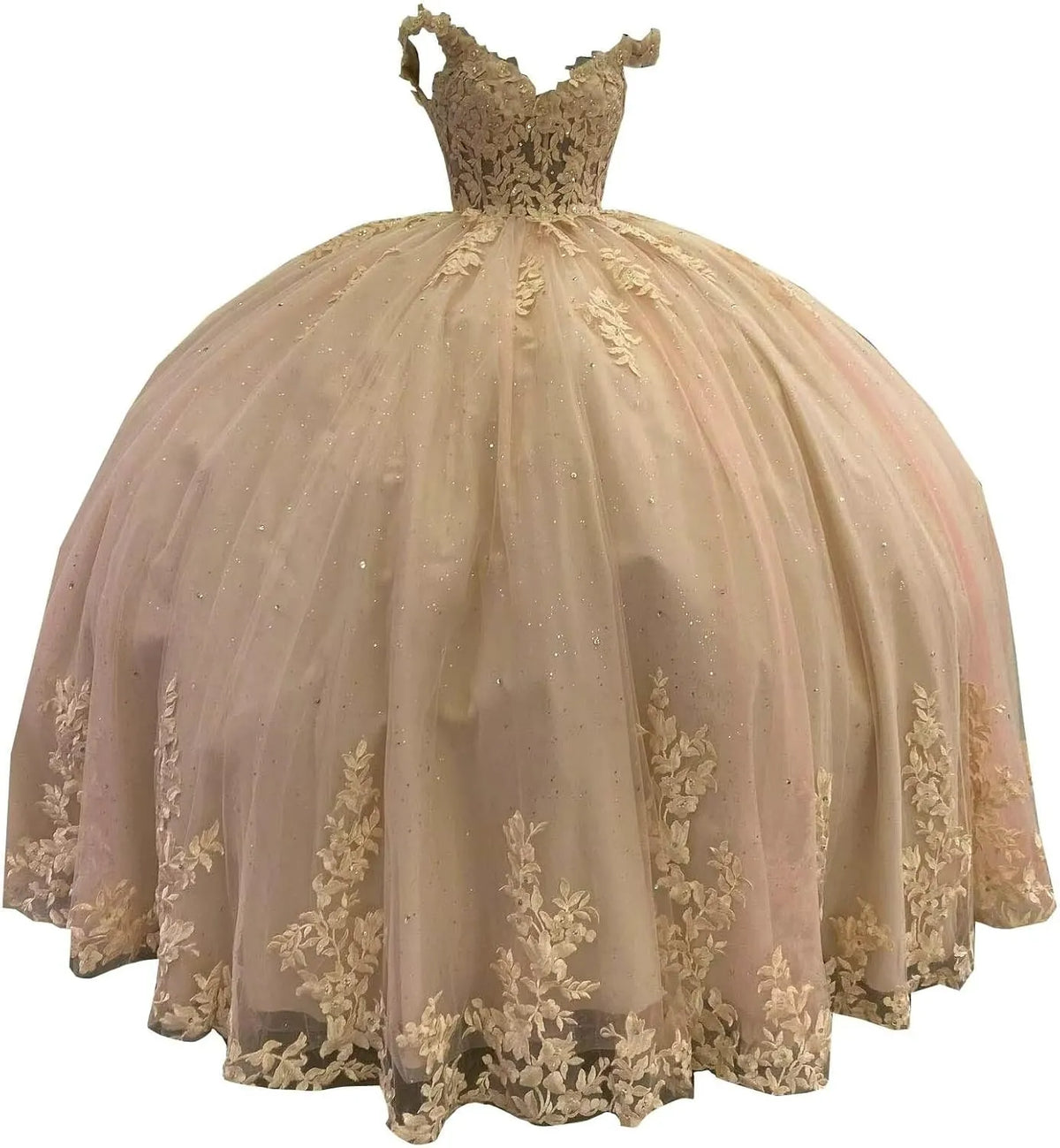 Off the Shoulder V Neck Quinceanera Dress Pink with Lace Applique