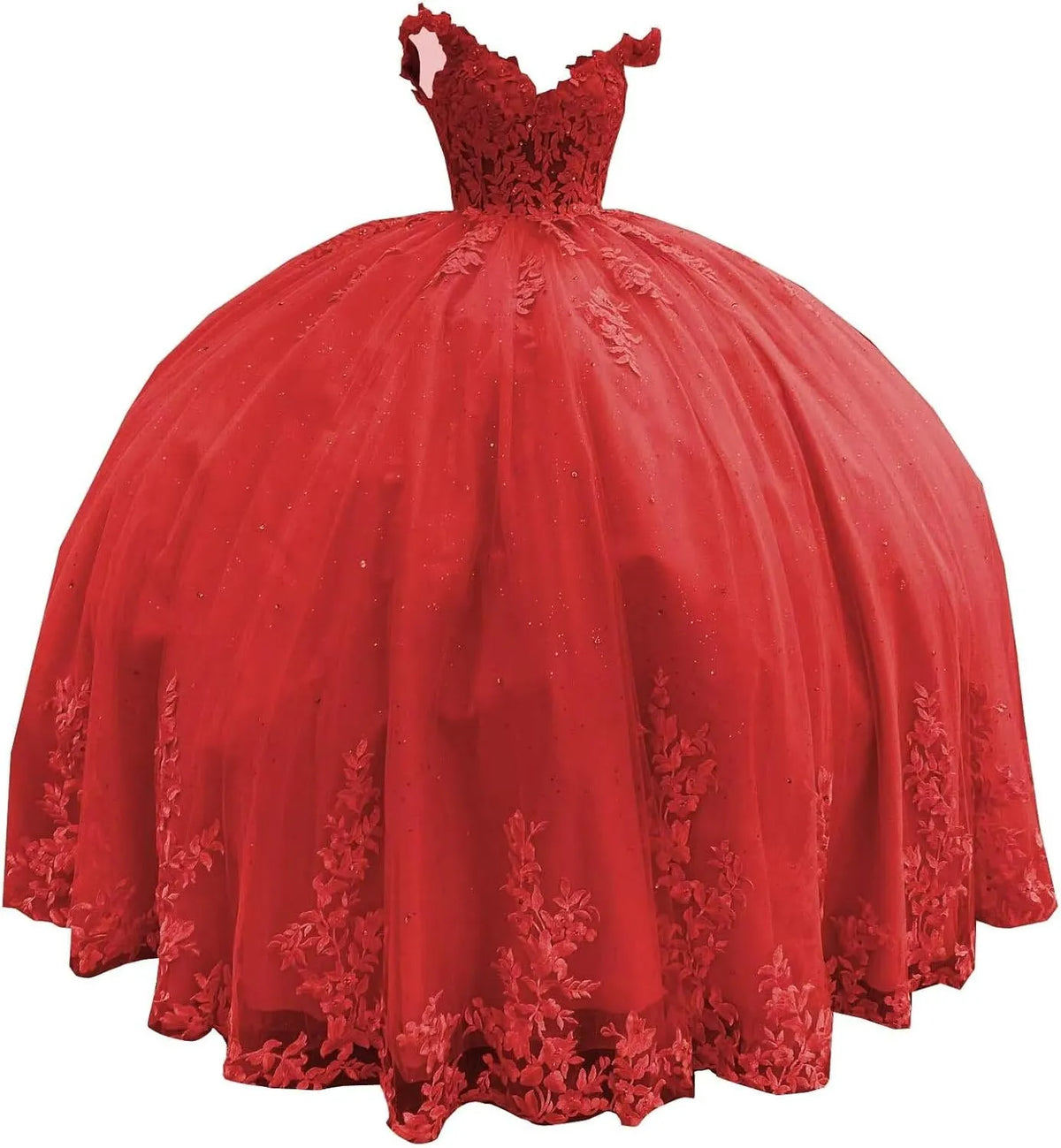 Off the Shoulder V Neck Quinceanera Dress Pink with Lace Applique