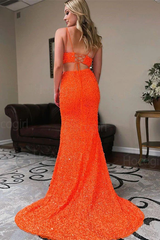 2024 Long Sexy 2 Piece Sequin Prom Dresses Mermaid Evening Gown with Split