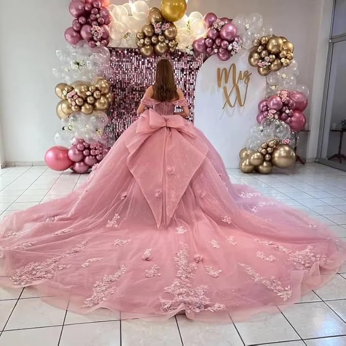Off the shoulder Flowers Light Pink Quinceanera Dress for Sweet 16
