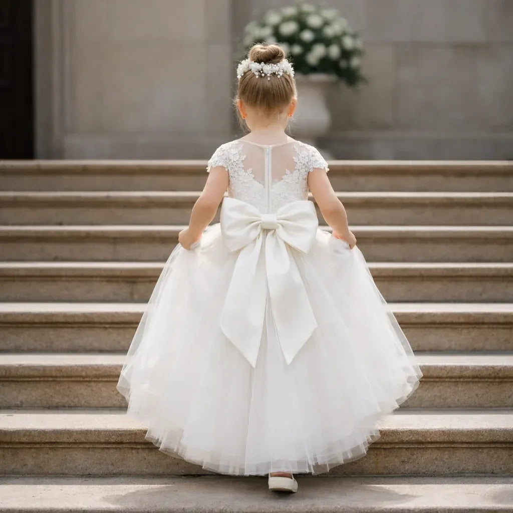 Pretty A Line White Lace Flower Girl Dress For Wedding Party