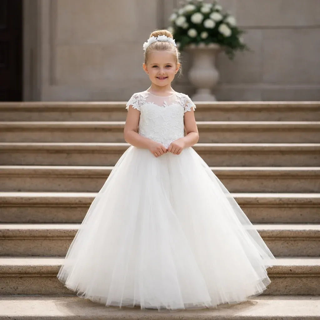 Pretty A Line White Lace Flower Girl Dress For Wedding Party