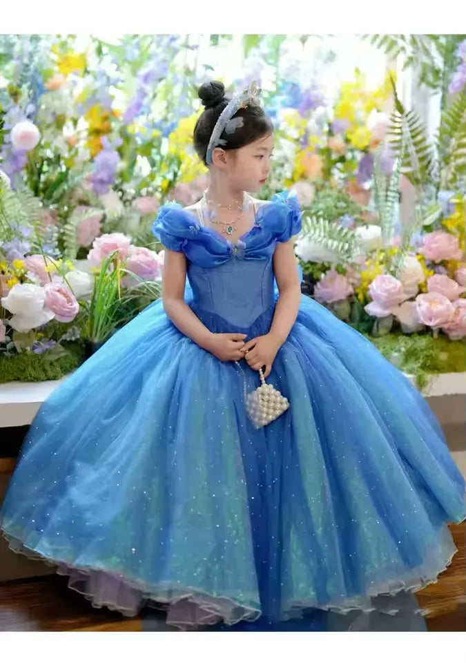 Pretty Ball Gown Royal Blue Flower Girl Dresses Off The Shoulder Dress