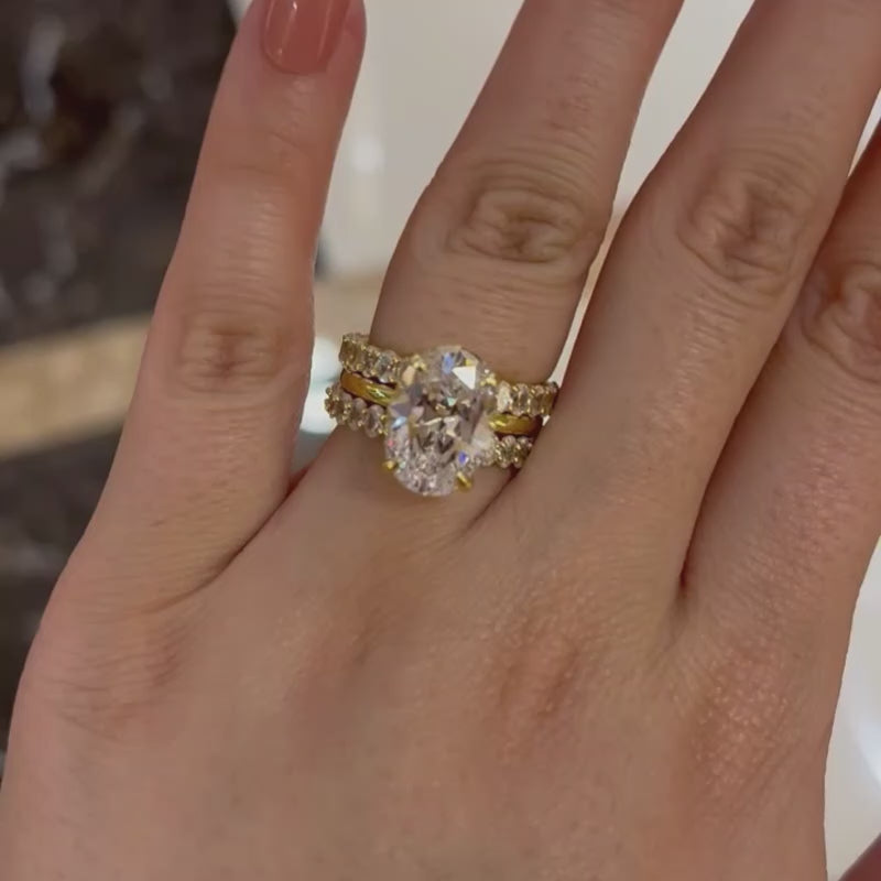 Affordable 3PC Wedding Ring Set 4.0 Carat Oval Cut In Sterling Silver Mychicdress