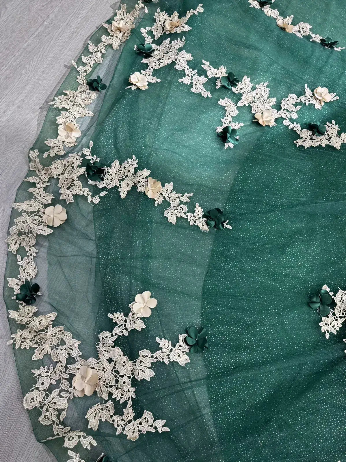 Princess Floral Emerald Green Sweet 15 XV Quinceanera Dress for BirthdayParty