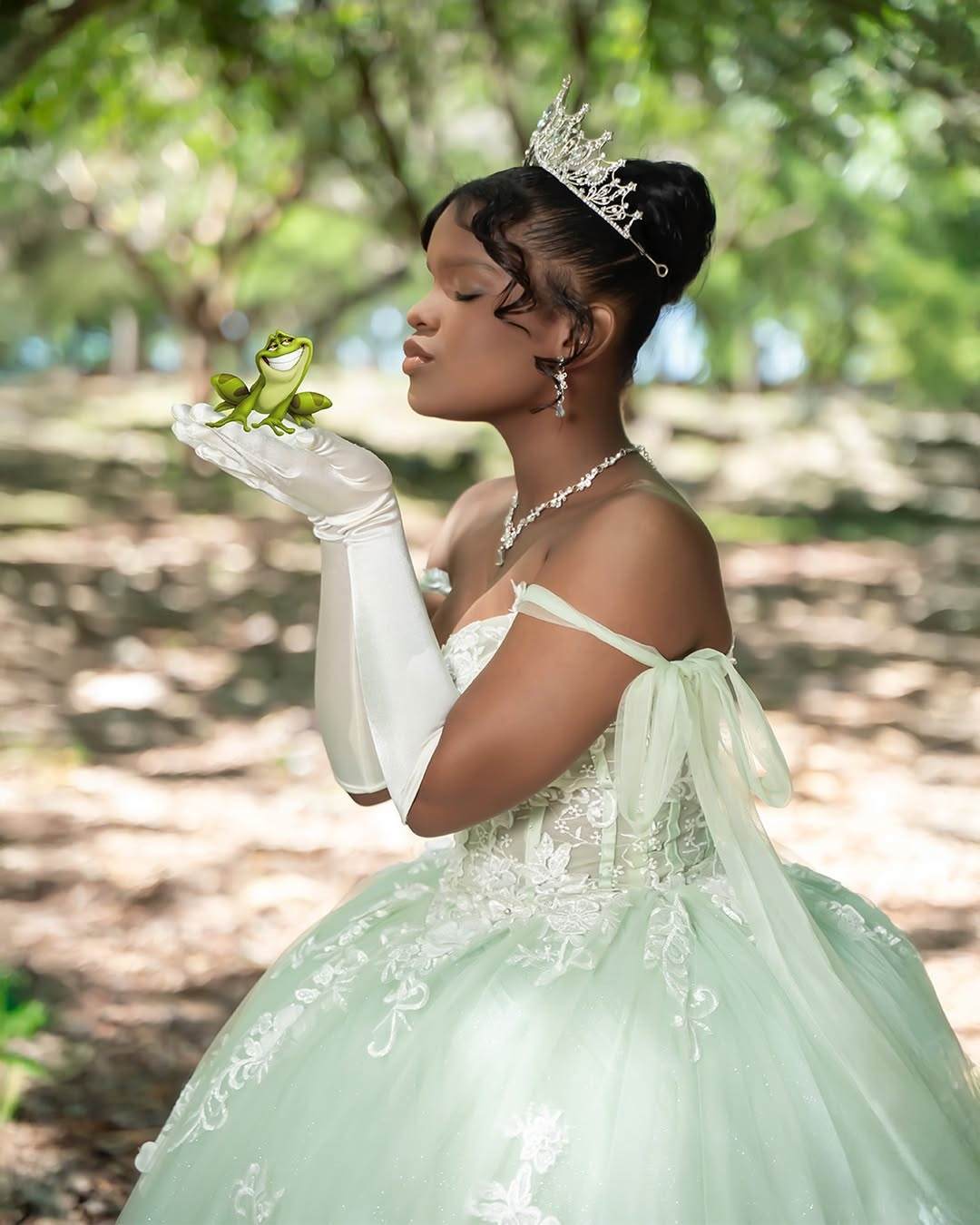 Princess Light Green Quinceanera Dress Lace Appliques Off shoulder