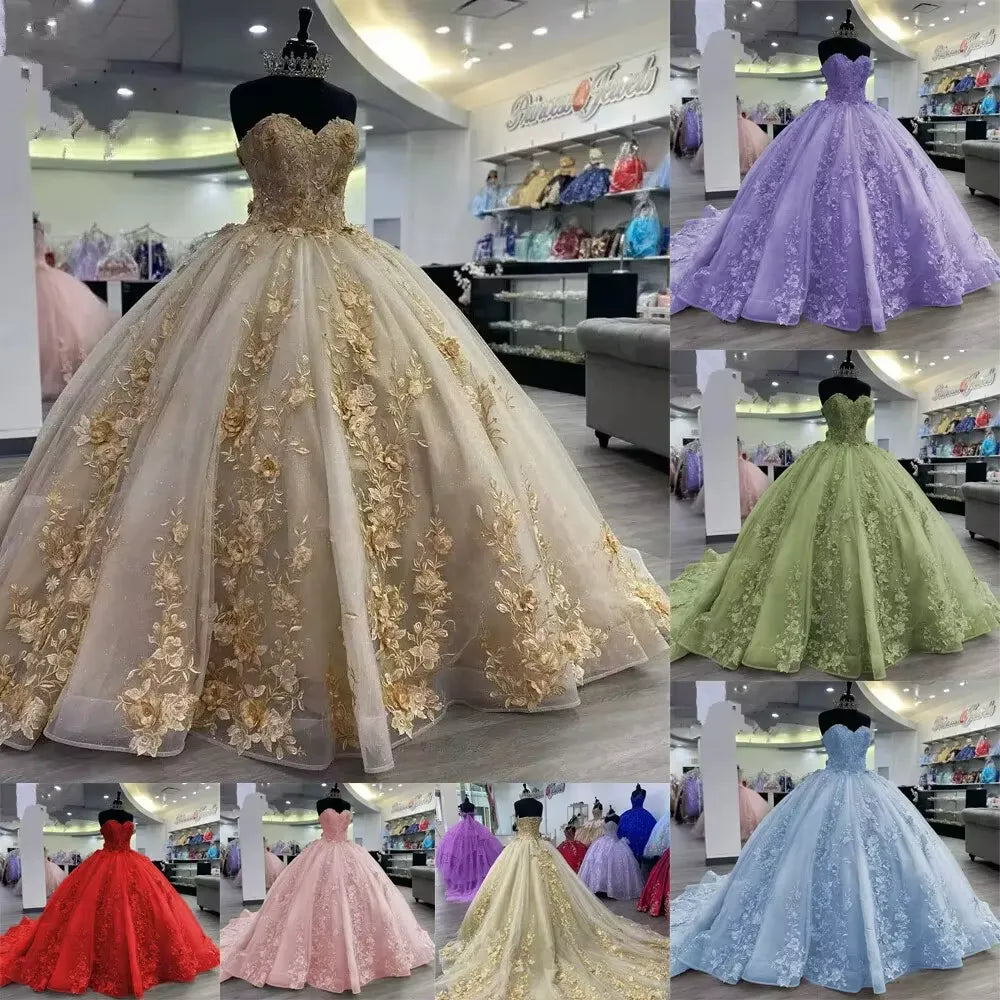 Princess Sweet 16 Quinceanera Dresses Beaded Appliques