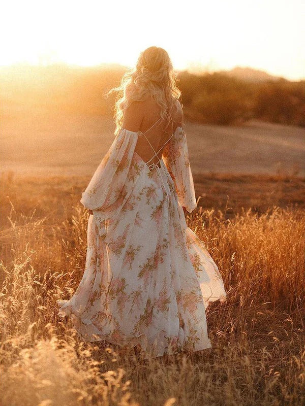 Print Chiffon Maternity Photoshoot Dress Maxi Dress Mychicdress