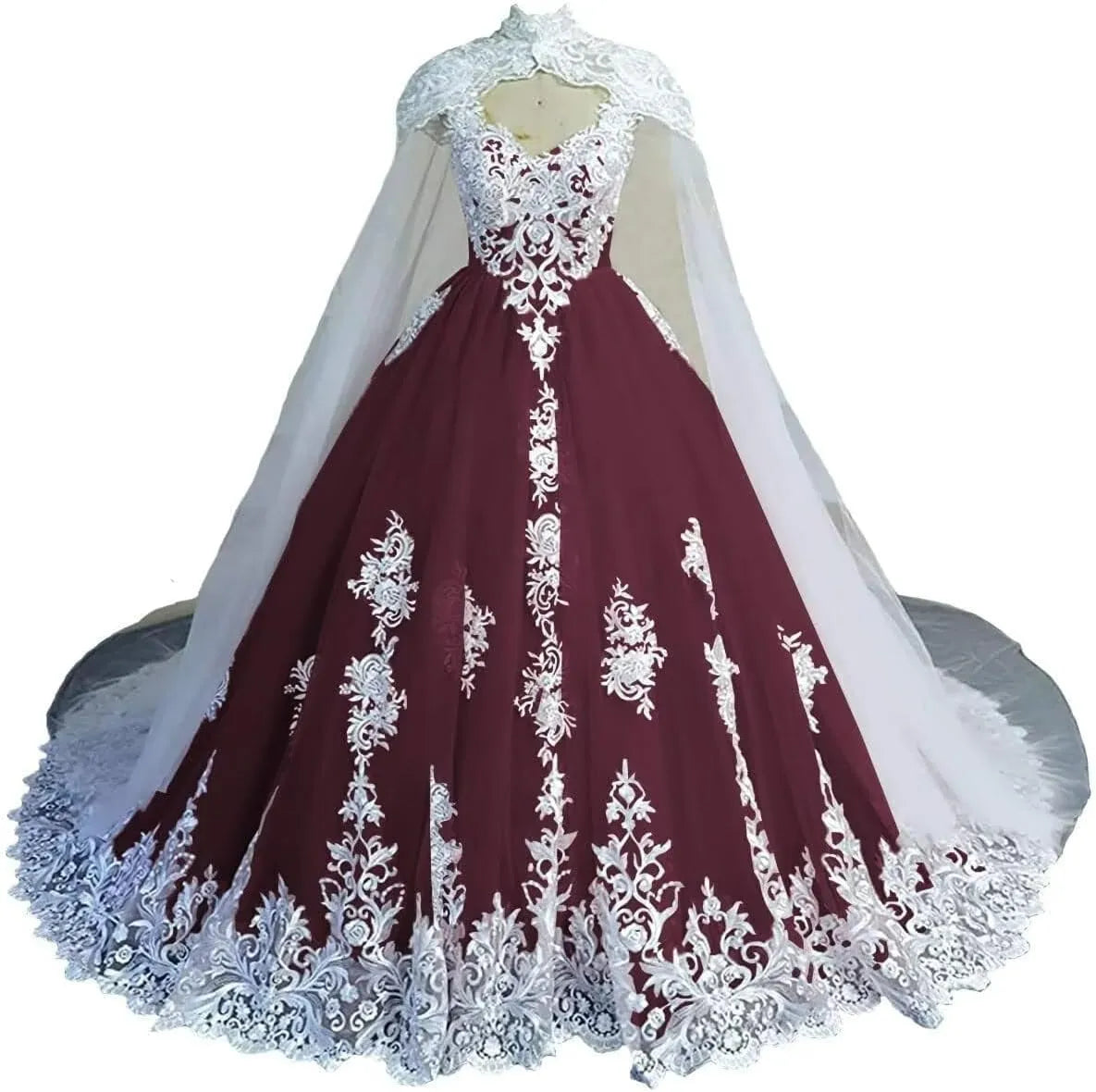Puffy Lace Quinceanera Dresses with Cape Tulle Off Shoulder Wedding Dress