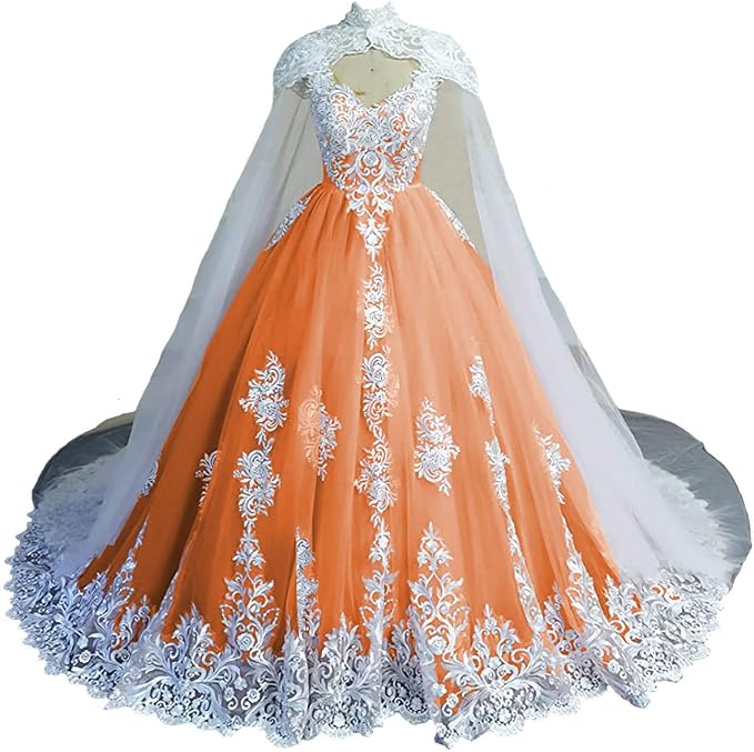 Puffy Lace Quinceanera Dresses with Cape Tulle Off Shoulder Wedding Dress