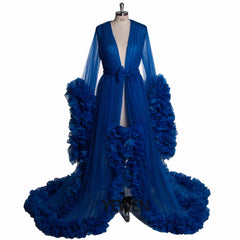 Puffy Pink Tulle Maternity Photo Shoot Women Night Robe Sleepwear Gown