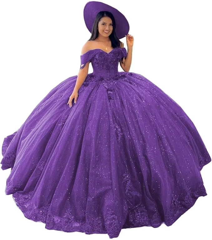 Navy Blue Puffy Sweet 16 Dress Beaded Quinceanera Dresses Off Shoulder