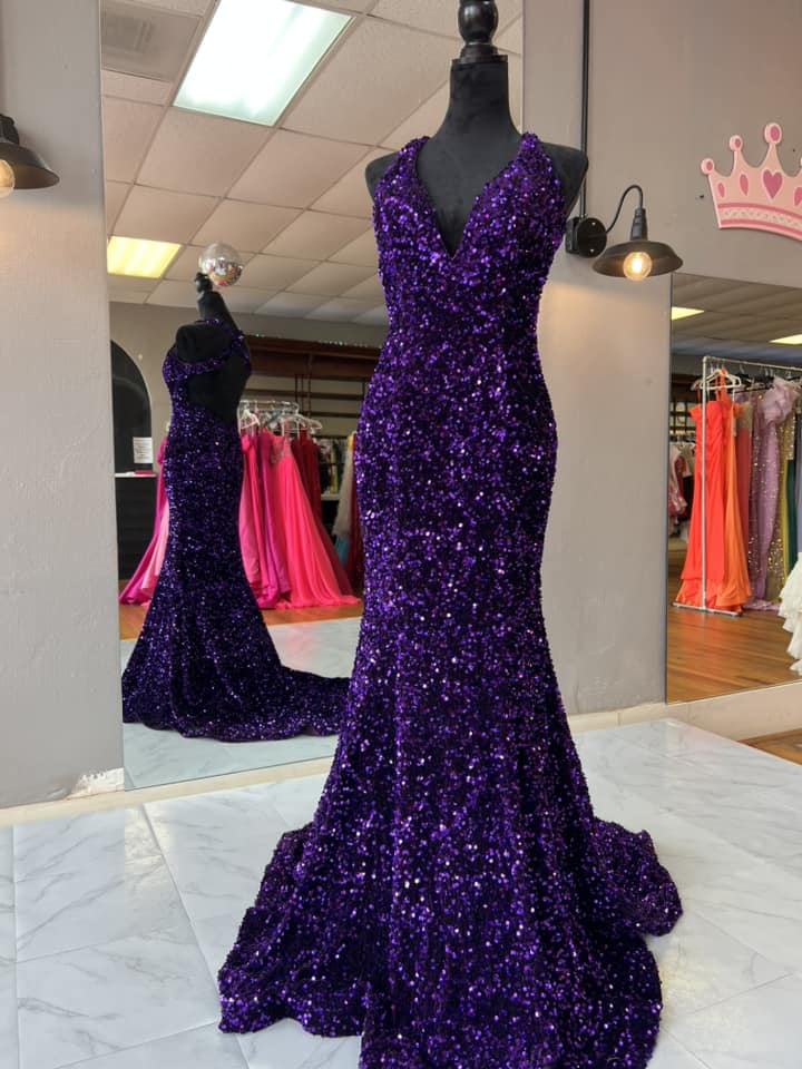 Black V Neck Prom Dresses Sequins Long UK Evening Dress Mermaid