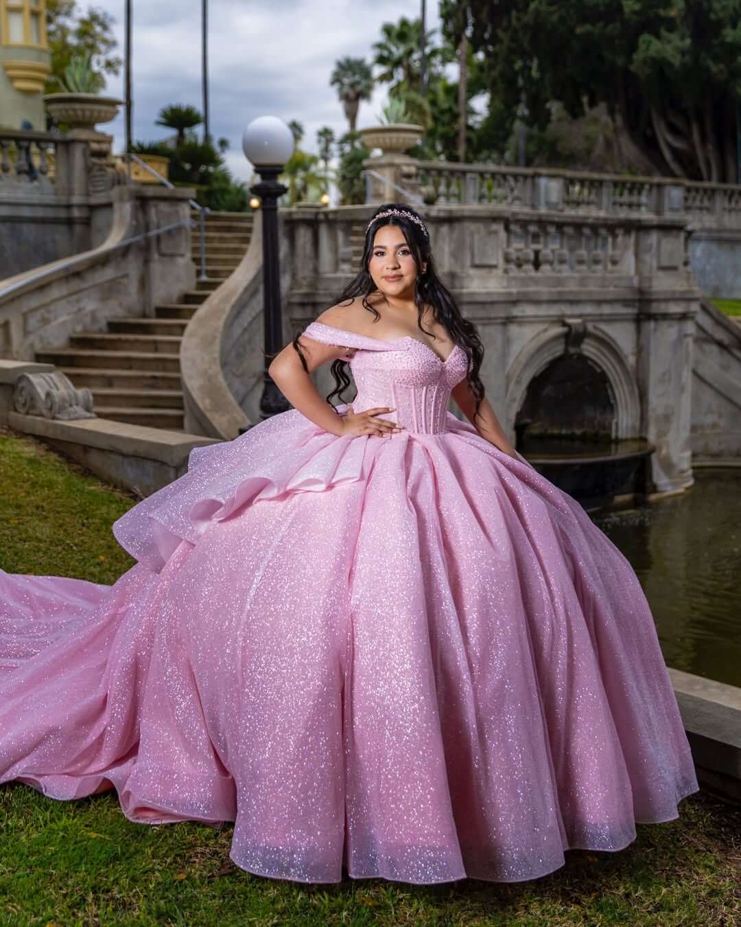 Vestido azul claro caliente del dulce 16 vestidos de quinceañera de perlas de tul de 15 XV Anos