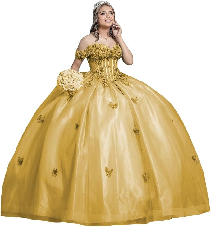 Ball Gown Princess Sage Green Quinceanera Dresses with Butterfly Flowers