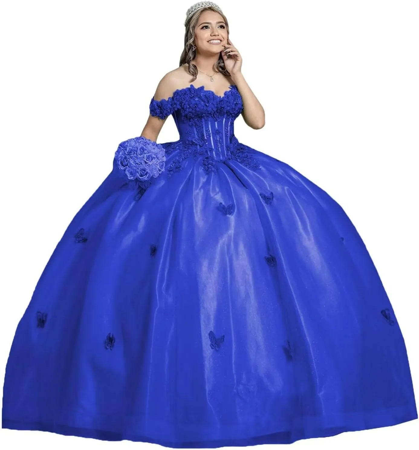 Ball Gown Princess Sage Green Quinceanera Dresses with Butterfly Flowers