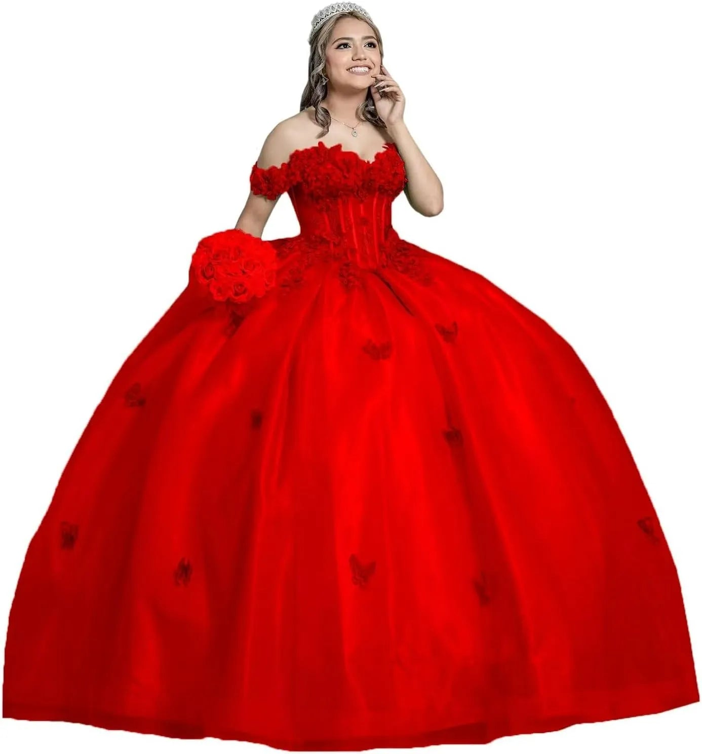 Ball Gown Princess Sage Green Quinceanera Dresses with Butterfly Flowers