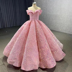 Sparkly pink Quinceanera Dresses 2025 Sequins Beaded Corset Sweet 16 Dress - MyChicDress