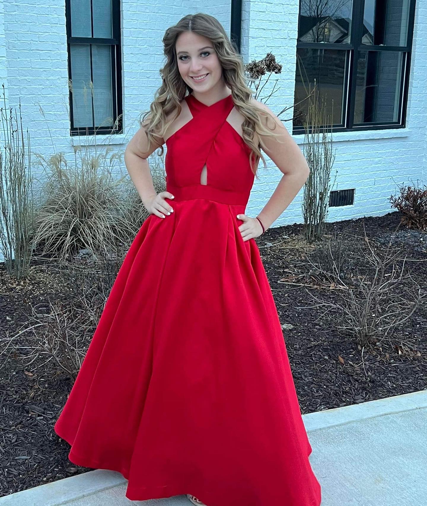 Red Mid Length Summer Wedding Guest Dress Sleeveless Mychicdress