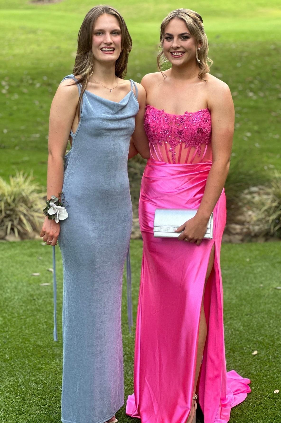 hot pink Senior Prom Dress Lace Appliques Long Formal Gown Mychicdress