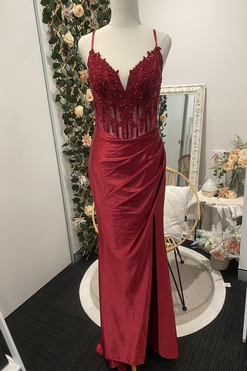 Red Strapls Lace Prom Dresses Mermaid Long Evening Gown Uk