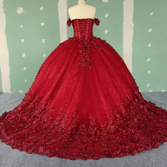 Red Sweet 16 Dress with Butterfly Off Shoulder Vestido de Quince 15 años Mychicdress