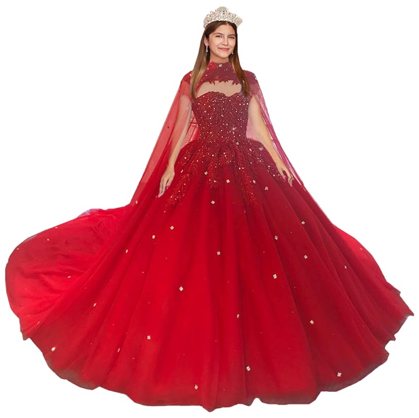 2025 Red Wedding Dresses Ball Gown Crystals Sweet 16 Quinceanera Dress