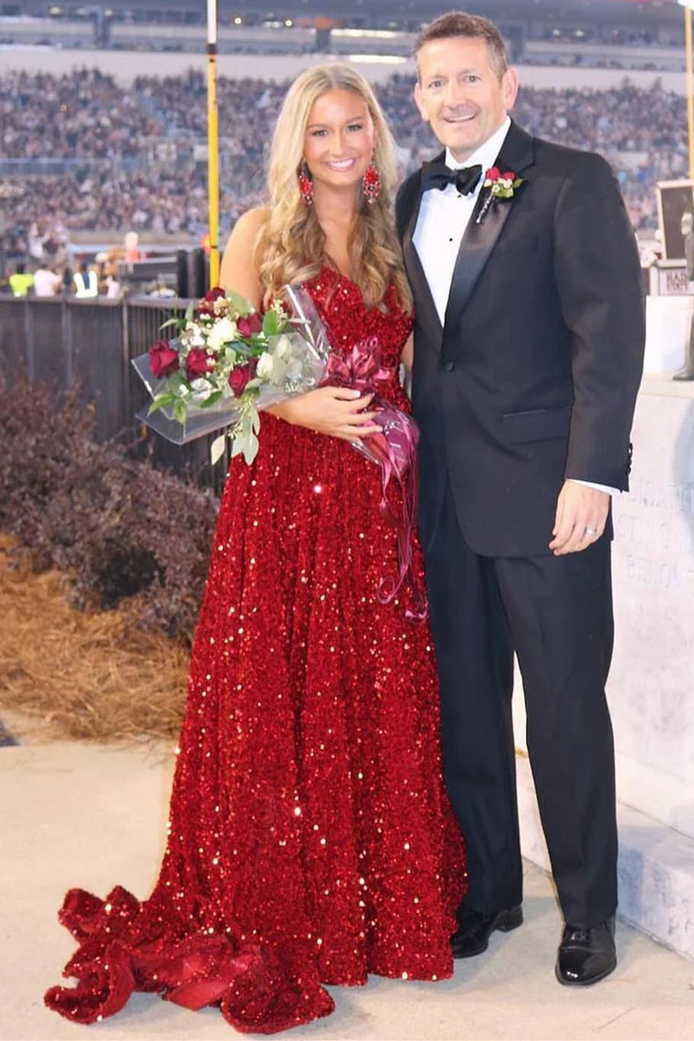 White Iridescent Sequin Prom Dresses Strapless Mermaid UK - MyChicDress